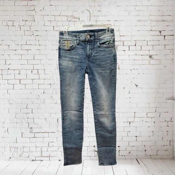 White House Black Market The Slim Crop Jeans Womens 00 Blue Denim Cotton Blend - Picture 1 of 8